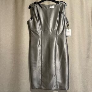 Calvin Klein Metallic Grey Sheath Dress - Size 12 (NWT)